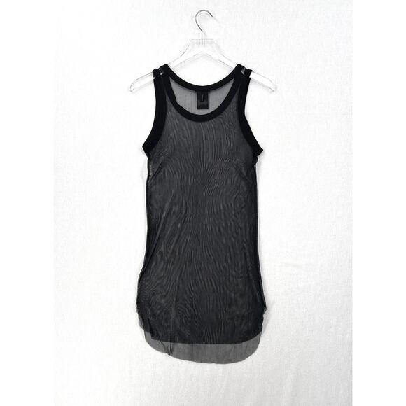ANN DEMEULEMEESTER Sheer Mini Tank Dress Black 6 8 Black Silk Mesh Scoop Neck - Picture 3 of 15